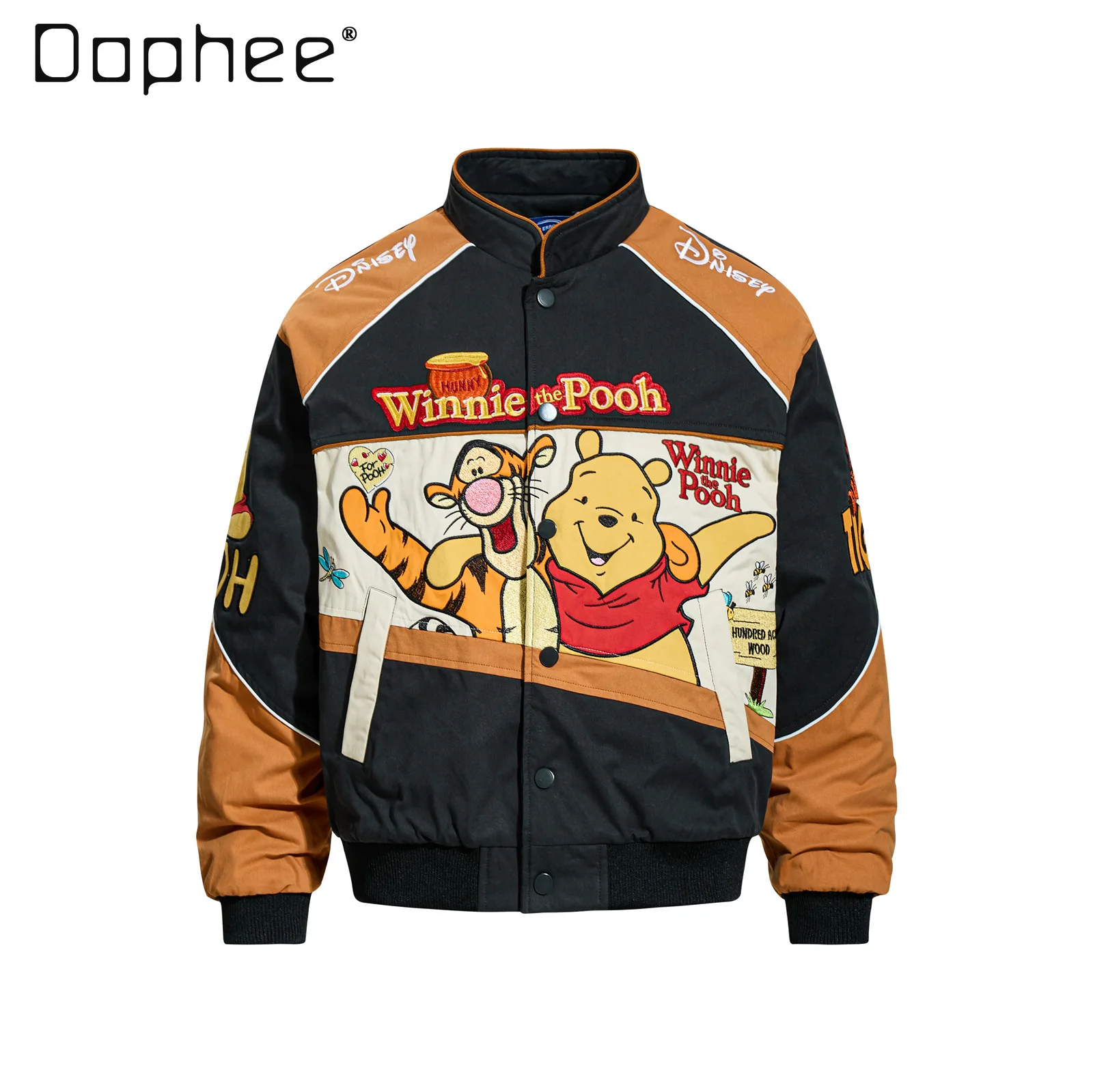 

Cartoon Heavy Embroidery Thickened Baseball Jacket for Men and Women American Retro Trendy Loose Couple Warm Cotton Jacket