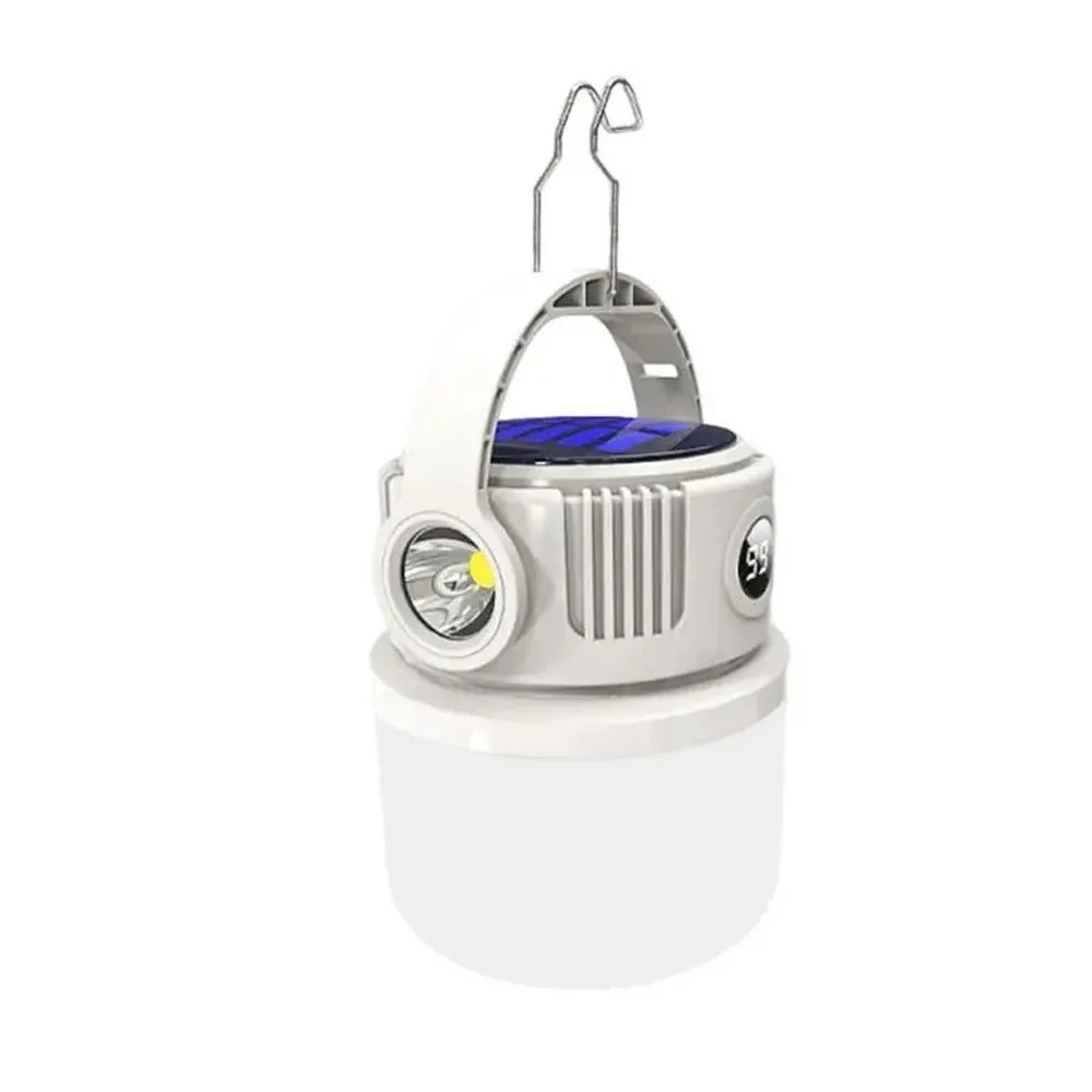 

Durable 2400mAh Solar LED Light USB Rechargeable Lcd Display Camping Light Handheld Waterproof Tent Lamp for Garden