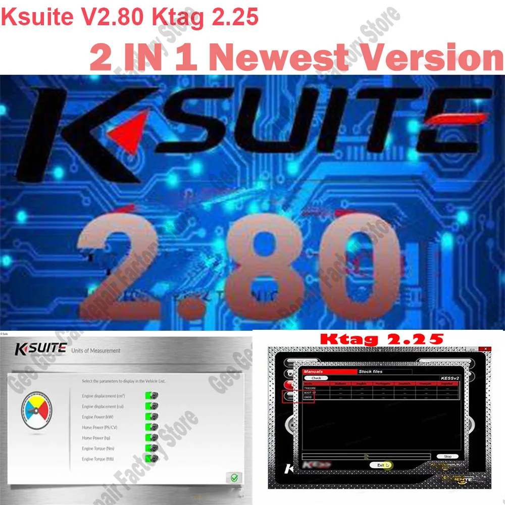 Ksuite 2.80 & Ktag 2.25 de reparaciones para automoviles، camions، bicicletas، جرارات، barcos، متوافق مع K E S V2 V5.017 #1
