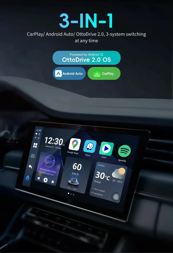 OTTOCAST PICASOU 3 CarPlay AI Box Wireless Android Auto TV Box for