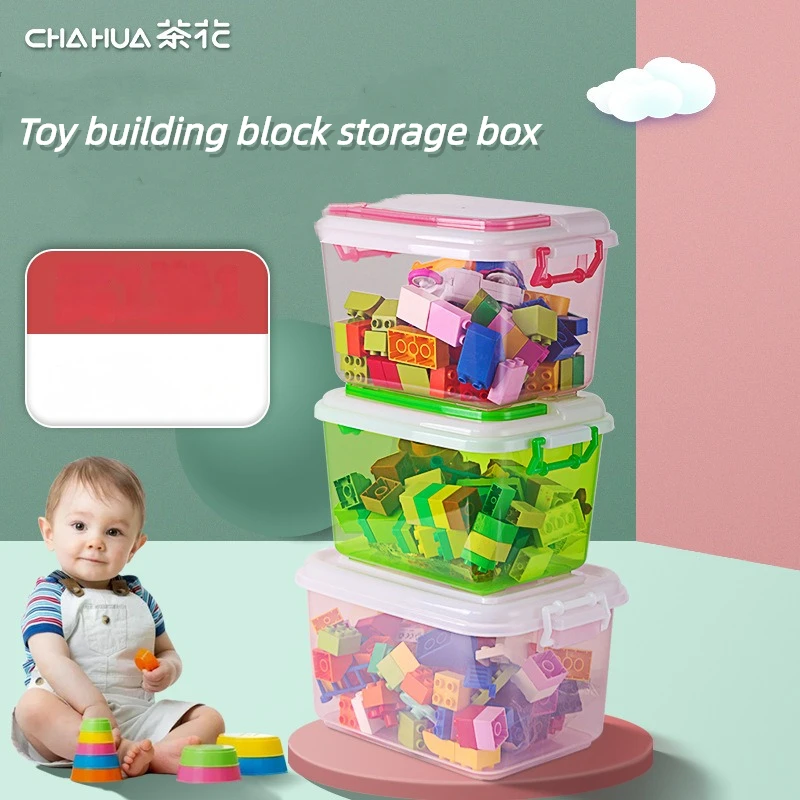 

CHAHUA Transparent Plastic Storage Box For Toy Building Blocks With Lid And Handle Small Covered Box For Organizing And Storing