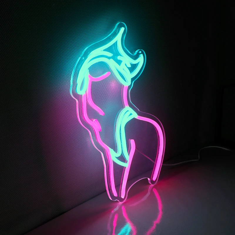 Letrero de neón Led personalizado para mujer, luz Sexy para glúteos corporales, decoración de pared, arte de dama desnuda, decoración estética