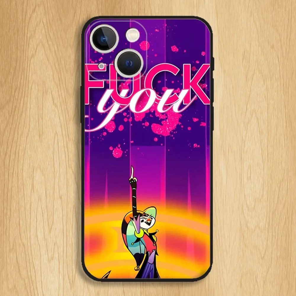 حافظة هاتف H-Helluva Boss لهاتف iPhone15,14,13,12,11,Pro,Max,Plus,Mini,X,XS,XR,8,7,6,S,Plus,SE حافظة سوداء ناعمة