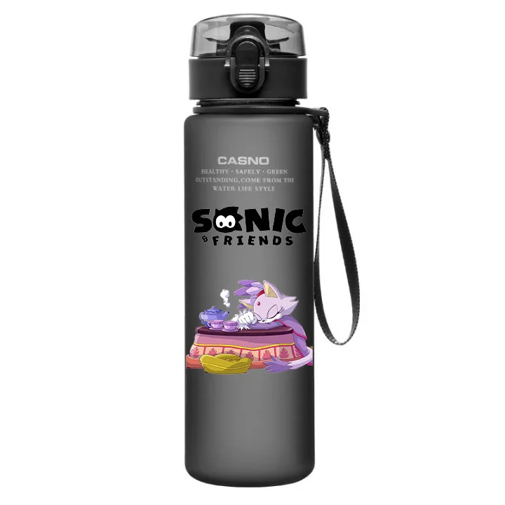 Sonic The Hedgehog 560ML Water Cup Large Capacity Portable Blue Black Plastic Cartoon Cycling Sports Drinking Bottle Gifts