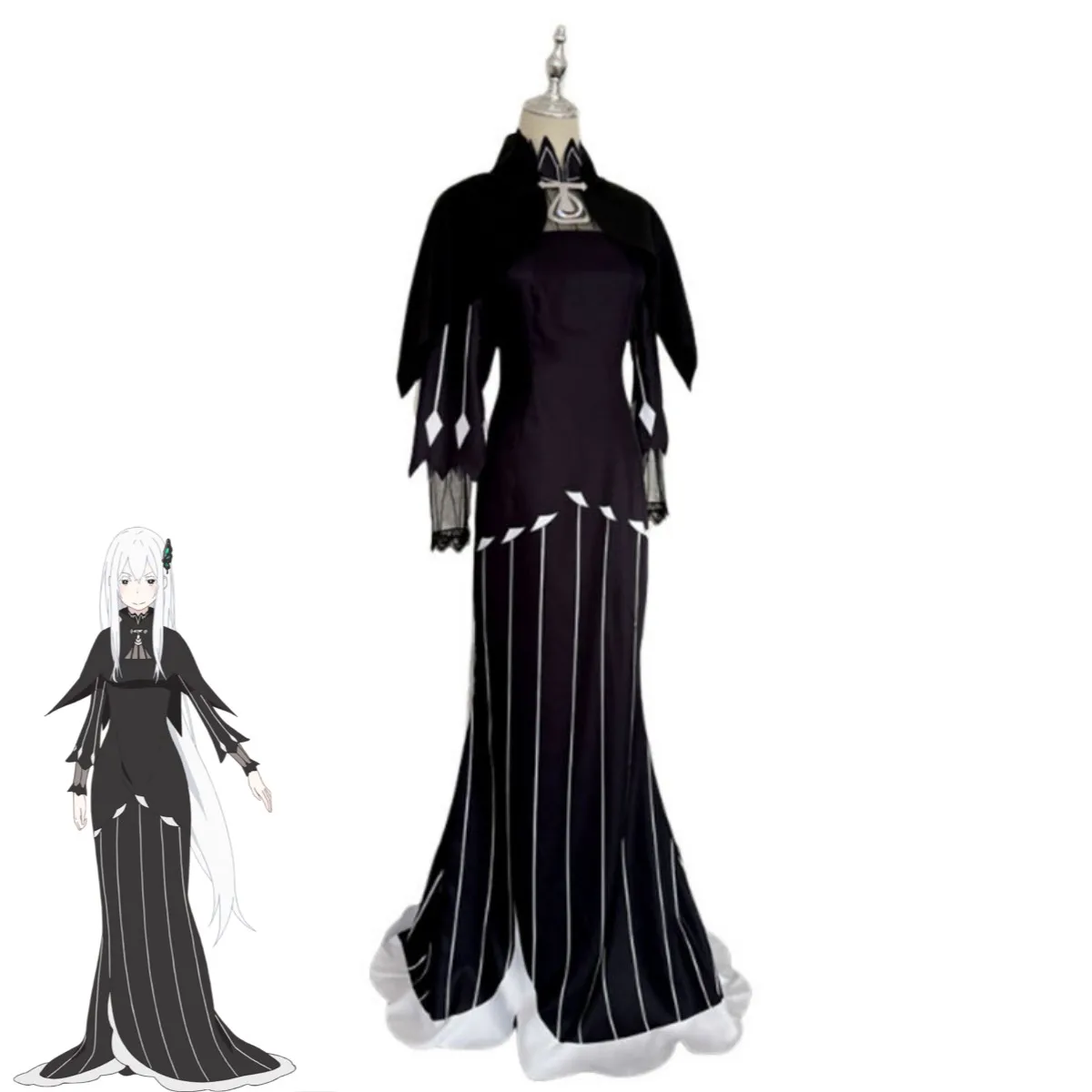 Anime Re:Life in A Different World From Zero Echidna Cosplay Costume Black Evening Dress Long Skirt Sexy Carnival Suit 2025