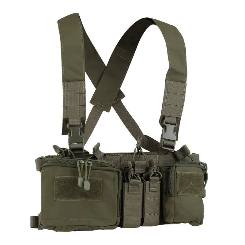 Chest Rig Vest With Quadruple 5.56 9MM Magazine Pocket Multifunctional Storage Accessory Bag Outdoor Expansion Training Vest