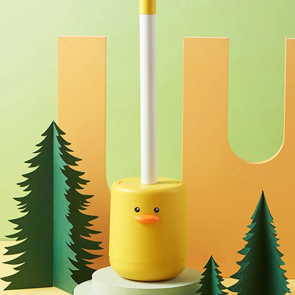 

Silicone Toilet with Holder Long Handle Wall Mounted Bathroom Cleaning Small Toilet Brush Supplies Duck DesignBracket Set