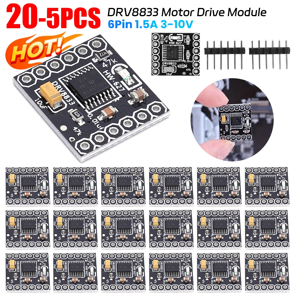 5-20PC DRV8833 Motor Drive Module Board 1.5A 3V-10V Single H-Bridge 6Pin Step Motor Overcurrent Protection DC Gear Motor Driver