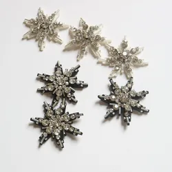 3pc/lot Handmade Snowflake beaded patches for clothing DIY rhinestone sequins Sew on patch embroidery appliques parche ropa