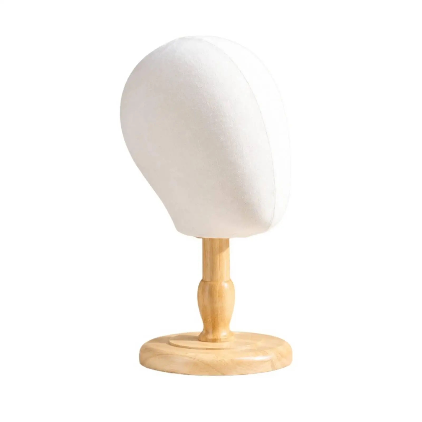 Wooden Base Head Display Stand Cotton Mannequin Head Form Pinable for Hat Headwear Counter Styling