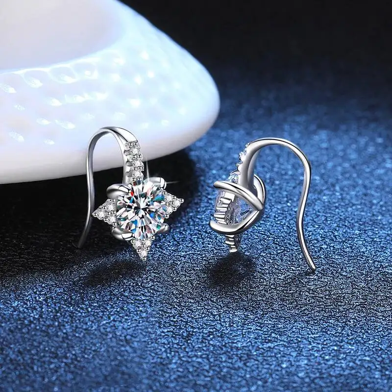 1Ct 6.5Mm Moissanite Earrings For Women S925 Sterling Silver With Gold Plated Diamond Earring Wedding Party Fine Jewelry