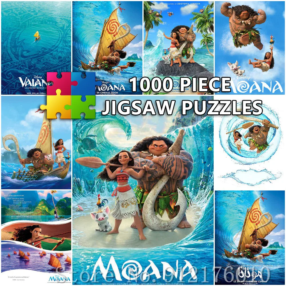 

Disney Retro Princess Movie Moana 1000 Piece Jigsaw Puzzles Nursery Puzzle Paper Decompress Educational Boys and Girl Toys Gifts