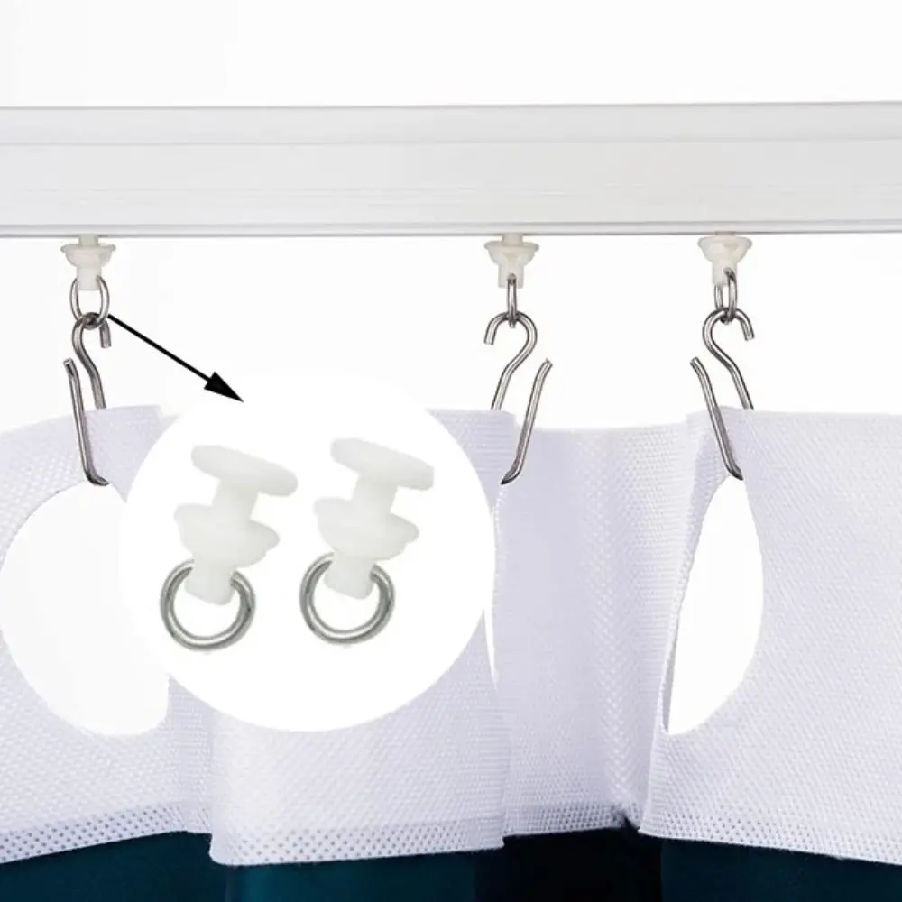 

20pcs/pack White Curtain Track Pulley Silent Plastic Curtain Hook Roller Slide Smoothly Curtain Track Glider Bathroom Curtain