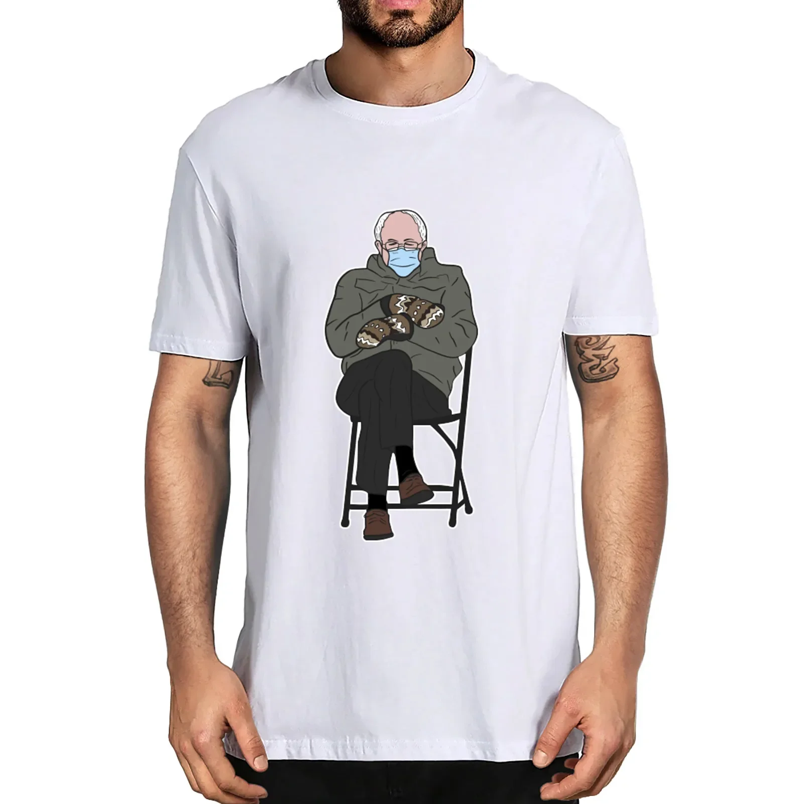 Sanders Mittens Funny Bernie Men's100% Cotton T-Shirt Top Tee Gifts Unisex Bernie Sanders Inauguration Meme T Shirt tops