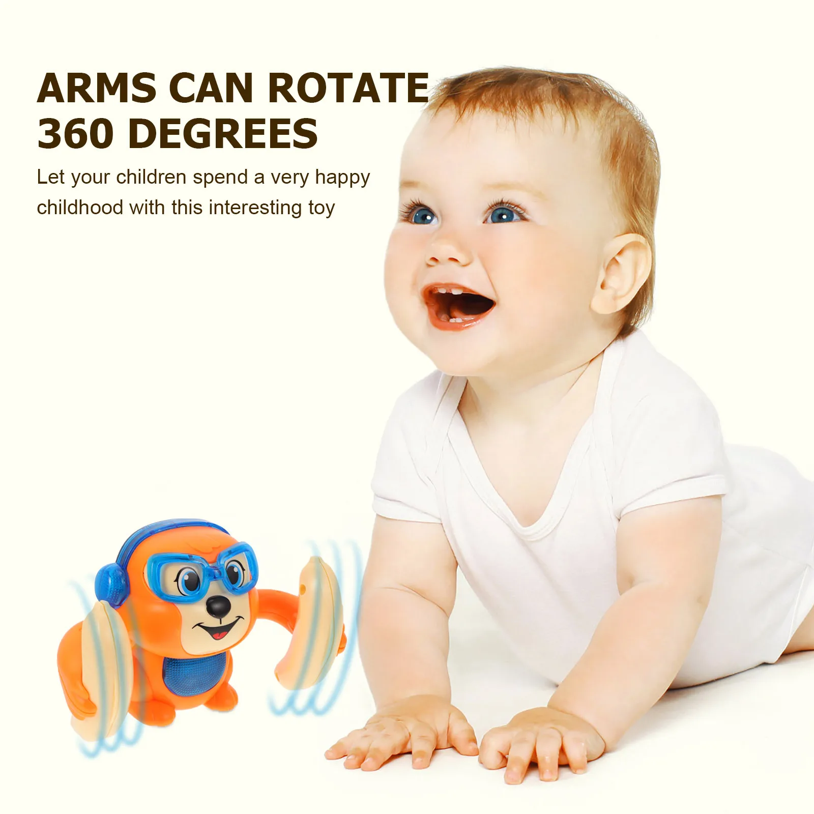 قرد كهربائي متدحرج التحكم الصوتي في وقت مبكر التعليمية المتداول الكرتون الطفل لعبة الموسيقى التفاعلية ألعوبة الحيوانات #4