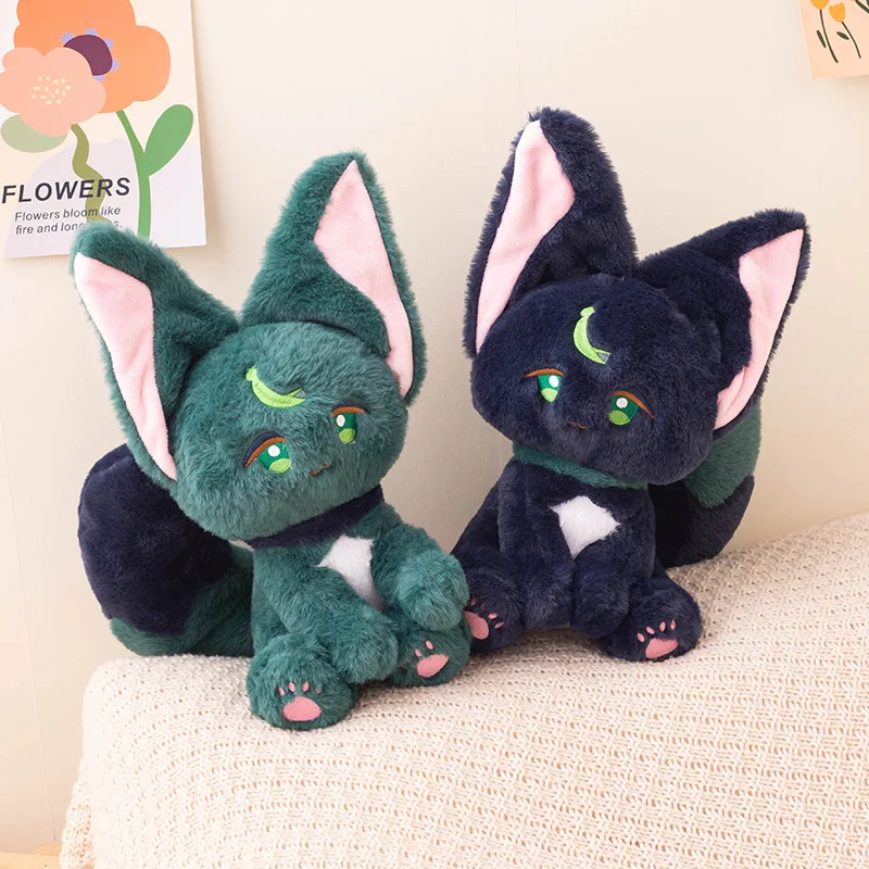 25/35cm Genshin Impact Blue and Green Cat Ears Ti na li Plush Toy Wanderer Pet Cosplay Cute Stuffed Plushie Doll for Kids Gifts