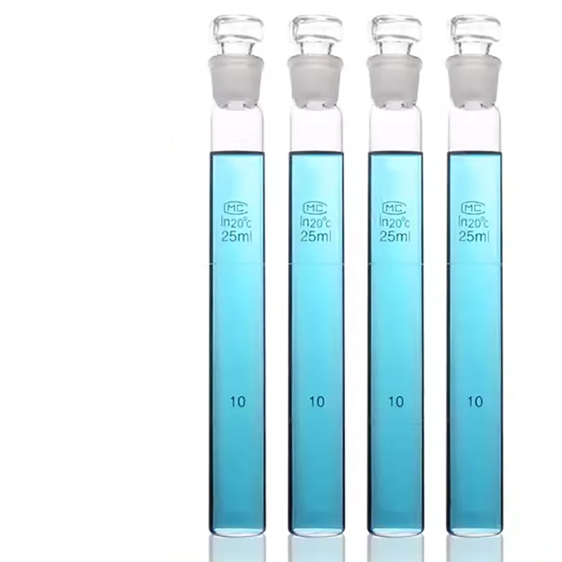 Tube colorimétrique à fond plat, verre à bouchon, demi-échelle, 10 ml, 25 ml, 50 ml, 100ml, analyse colorimétrique en laboratoire