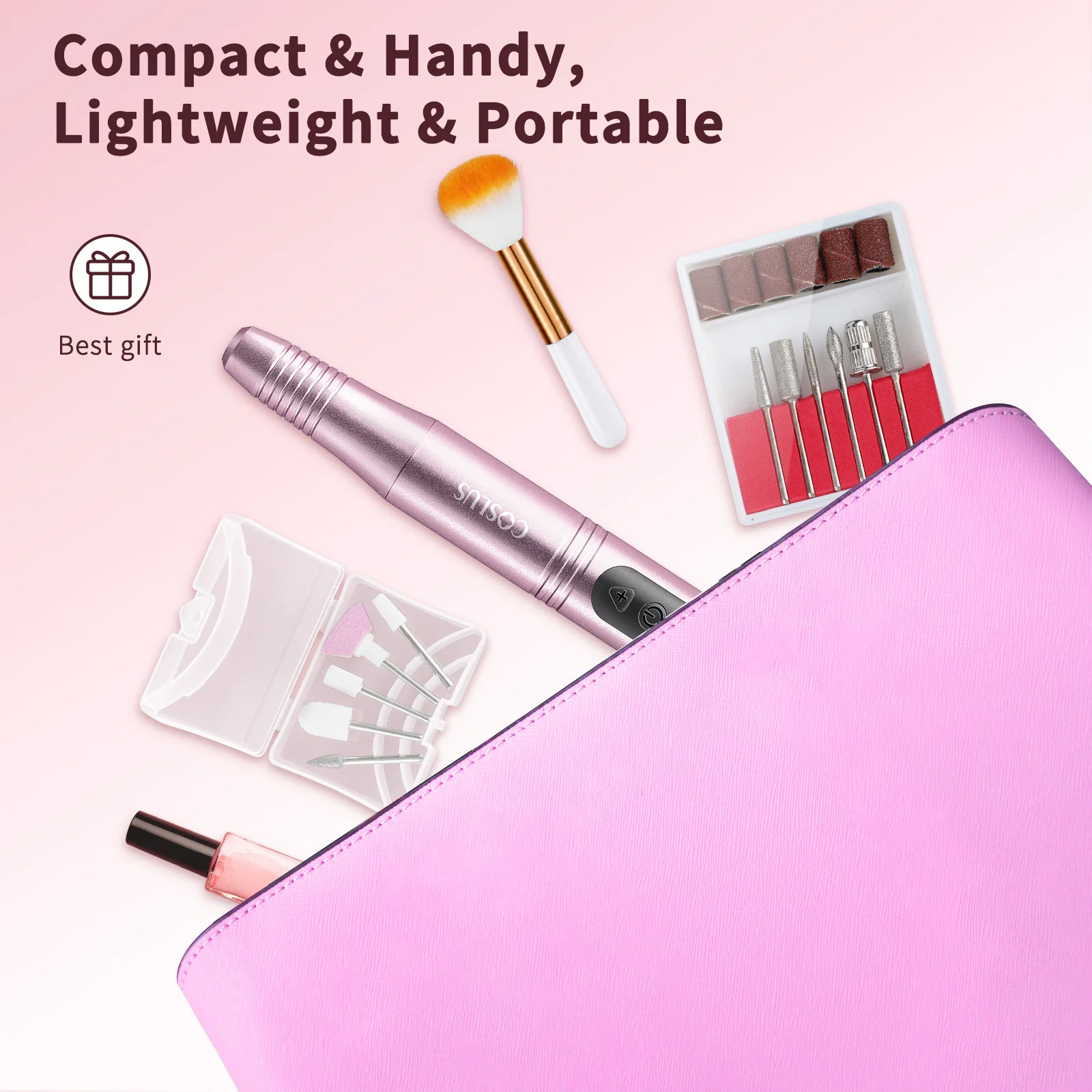 Electric Nail Polisher (built-in ) Shaper Drill Kit Machine Aluminum Alloy File