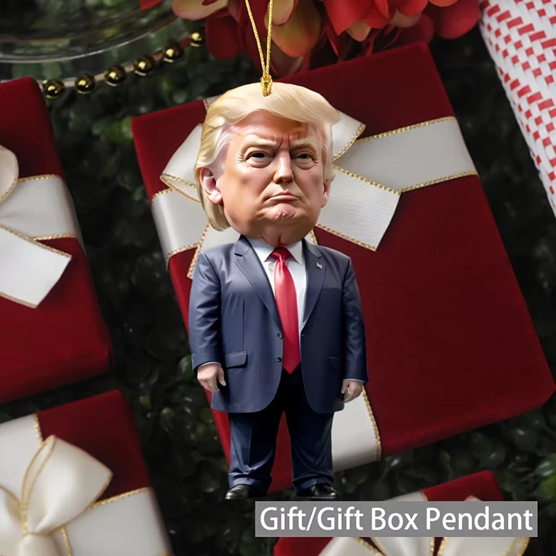 Pingente trump de desenho animado, material acrílico, pingente engraçado e interessante de desenho animado, adequado para carros de árvore de natal,