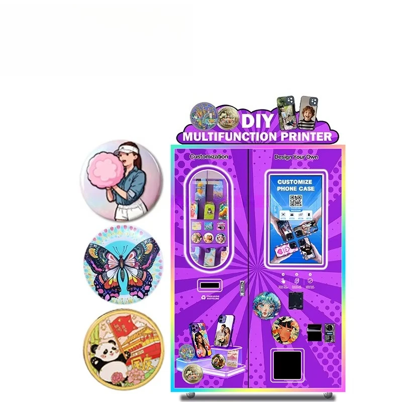 Smart Multi Scene Phone Case DIY Badge Vending Machine Custom Designs Credit Card Payments Factory Business