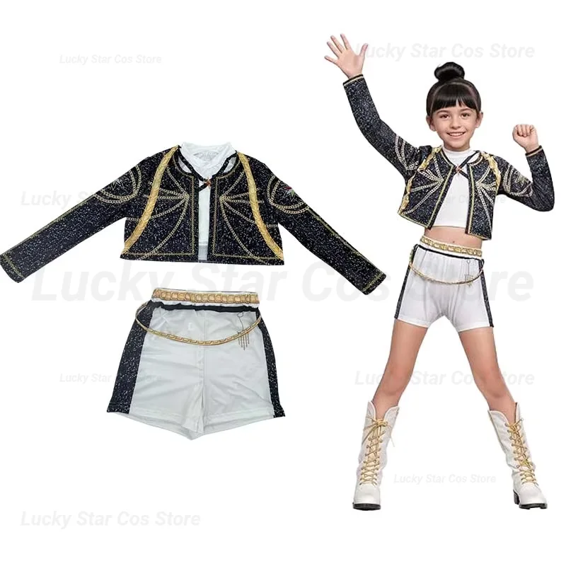 New K-POP Demon Hunter Cossplay Girls Costume Pop Singer Halloween Costume Kids Dress Up Stage Suit