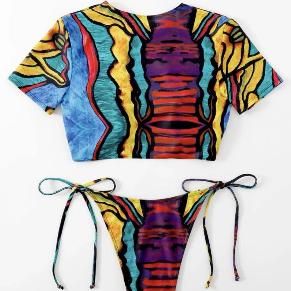 Maillot de bain bikini squelette fendu imprimé