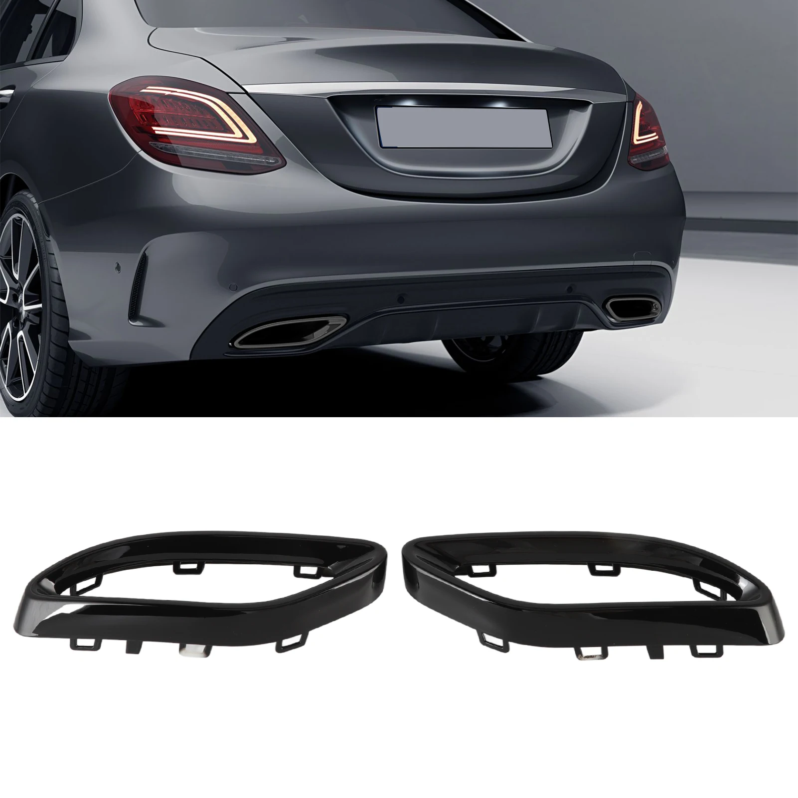 

Exhaust Tip Cover Gloss Black Exhaust Tip Cover Trims Replacement for A B C E GLC ‑Class W177 W247 W205 W213 X253 C257