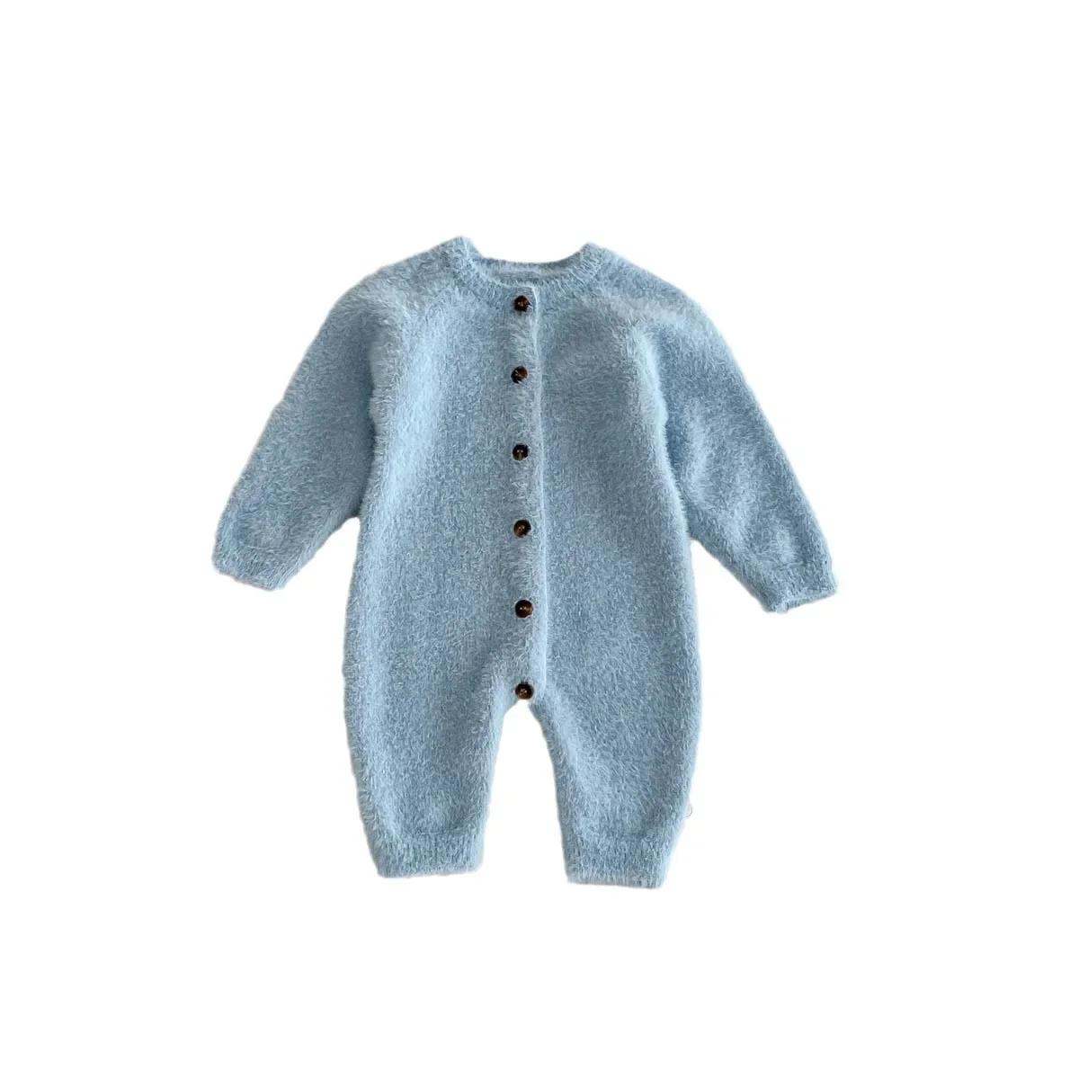 New Baby Clothing Plush Rompers 2024 Autumn and Winter New Boys Girls Baby Knitted Solid Color Simple Long Sleeved Rompers