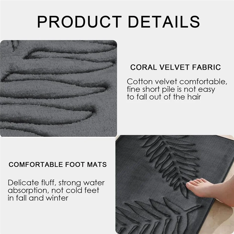 BBNV-หน่วยความจําโฟมพรม Leaf Bath MAT ลื่น Strong ดูดซับน้ําไมโครไฟเบอร์พรมพรมดูดซับน้ําพรม 40X60