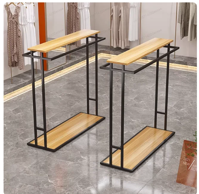 Clothing store display rack, floor standing store, double row hangers, island display stand, pants storage, middle hanging rack