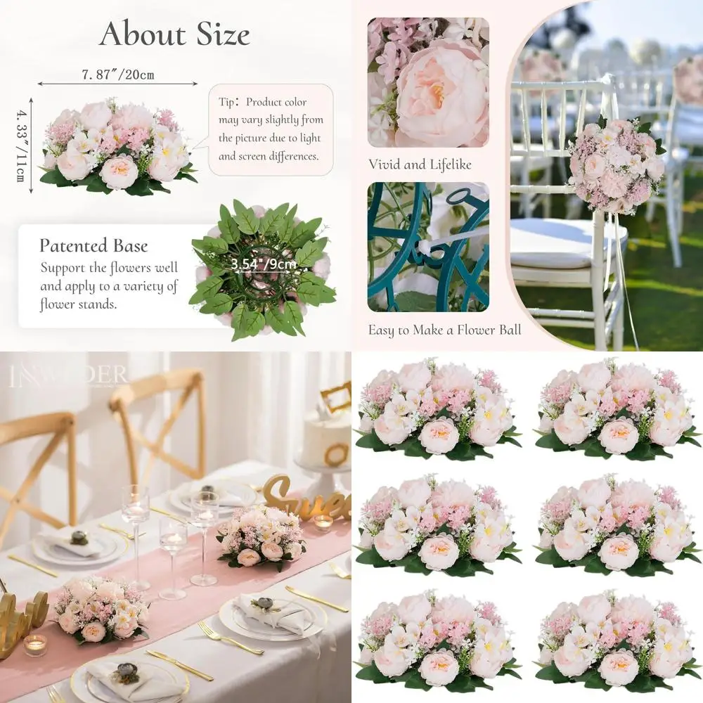 

6 розовых цветочных композиций для свадеб или праздничных мероприятий, украшения для дома