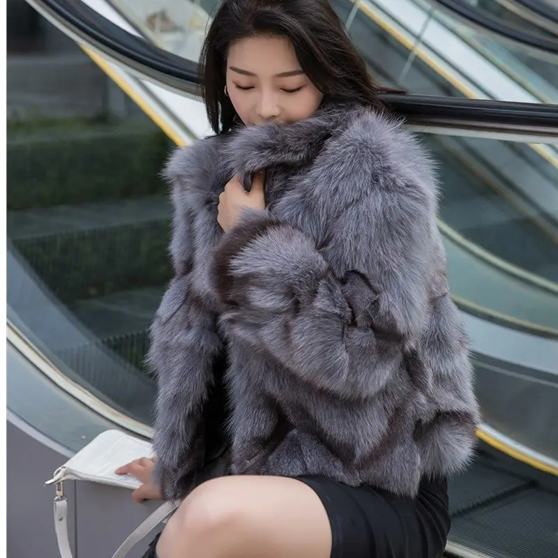 2023 new style real fur coat 100% natural fur jacket female winter warm leather fox fur coat high quality fur vest Free shipping