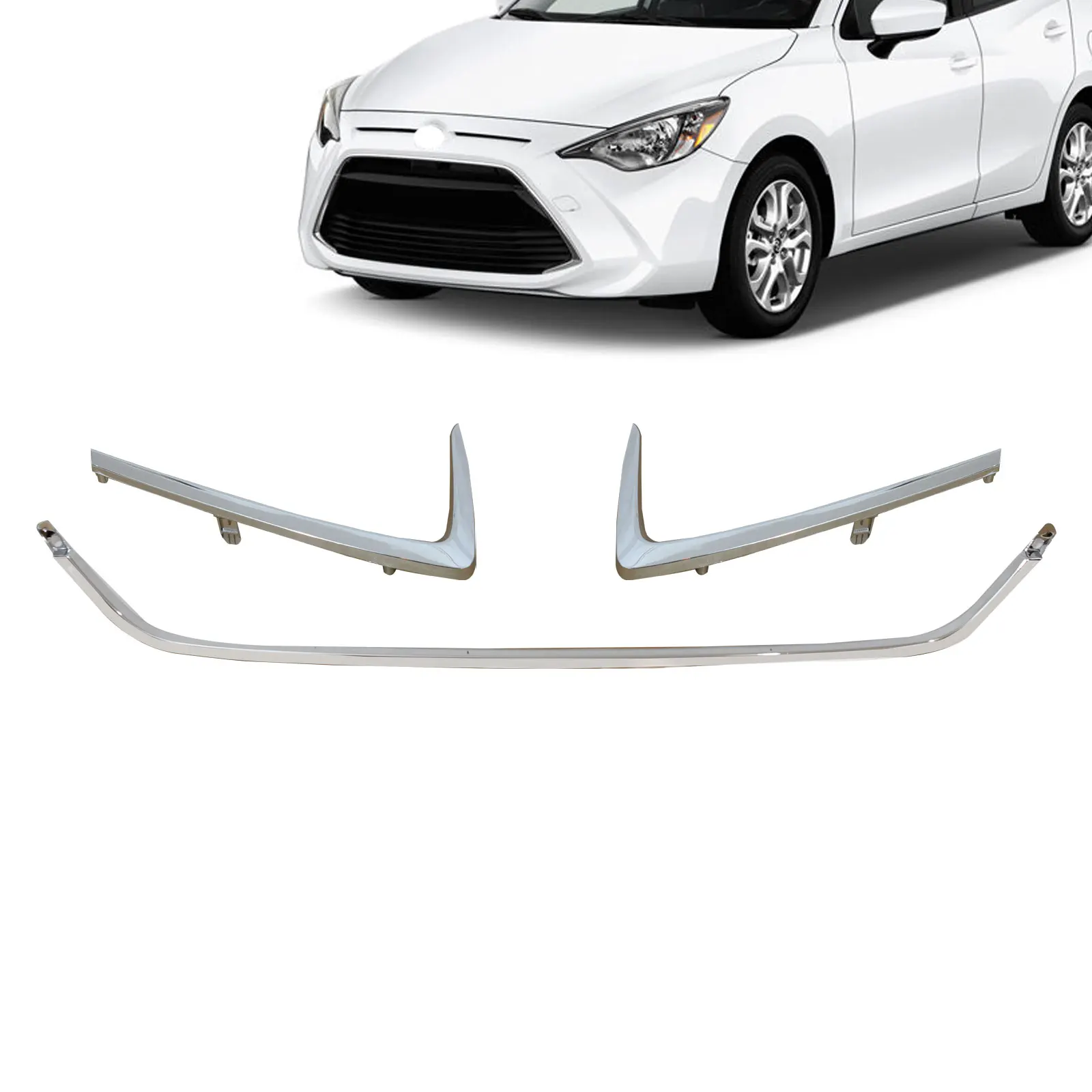 

For For Toyota Yaris/Yaris IA/ Scion Sedan 2016-2020 Front Upper Grille Side Trim Chrome Set