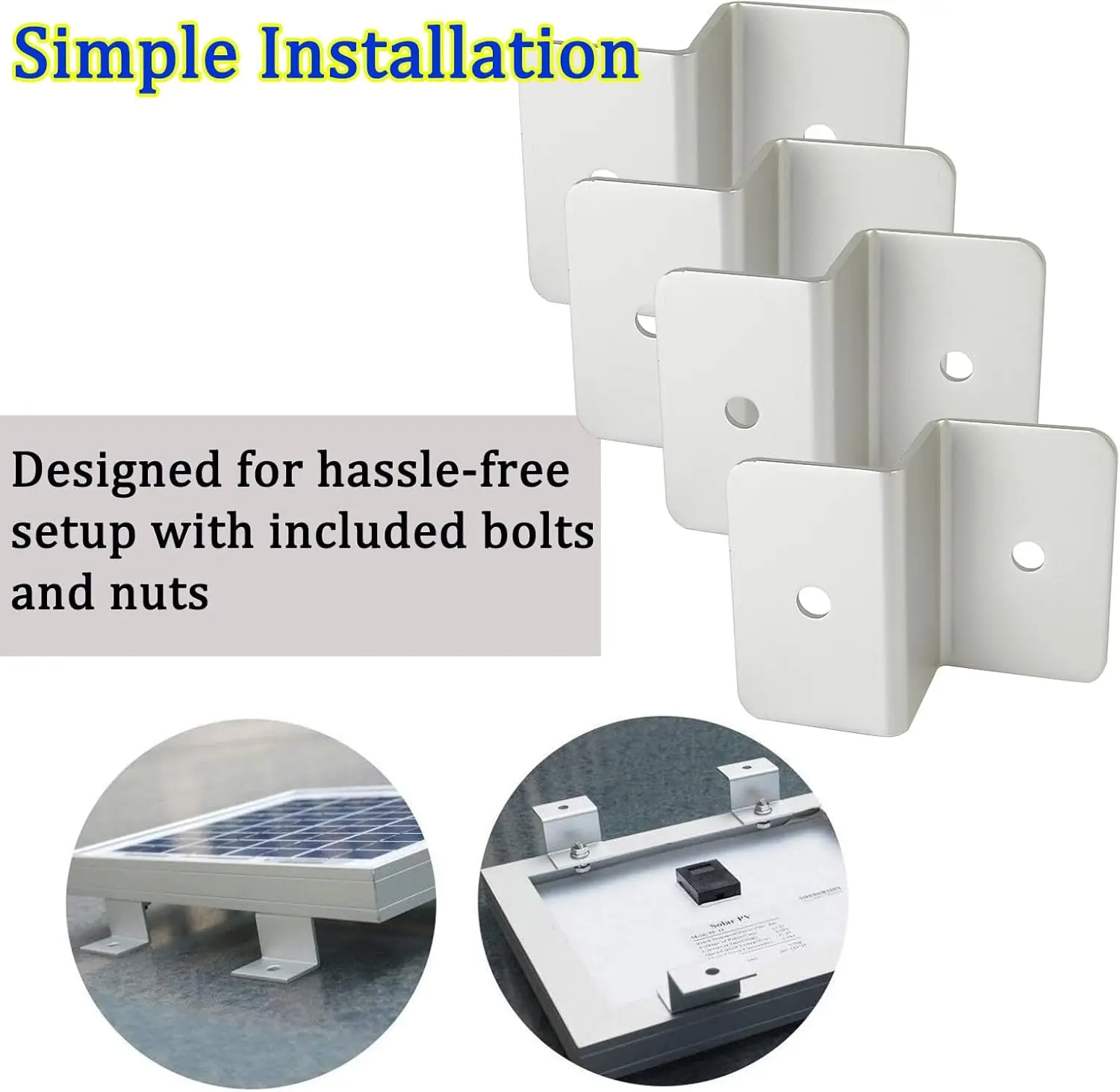 16/8/4pcs Aluminum Alloy Solar Panel Mounting Brackets Lightweight Solar Panels Z Brackets with Nuts and Bolts for Roof RVs