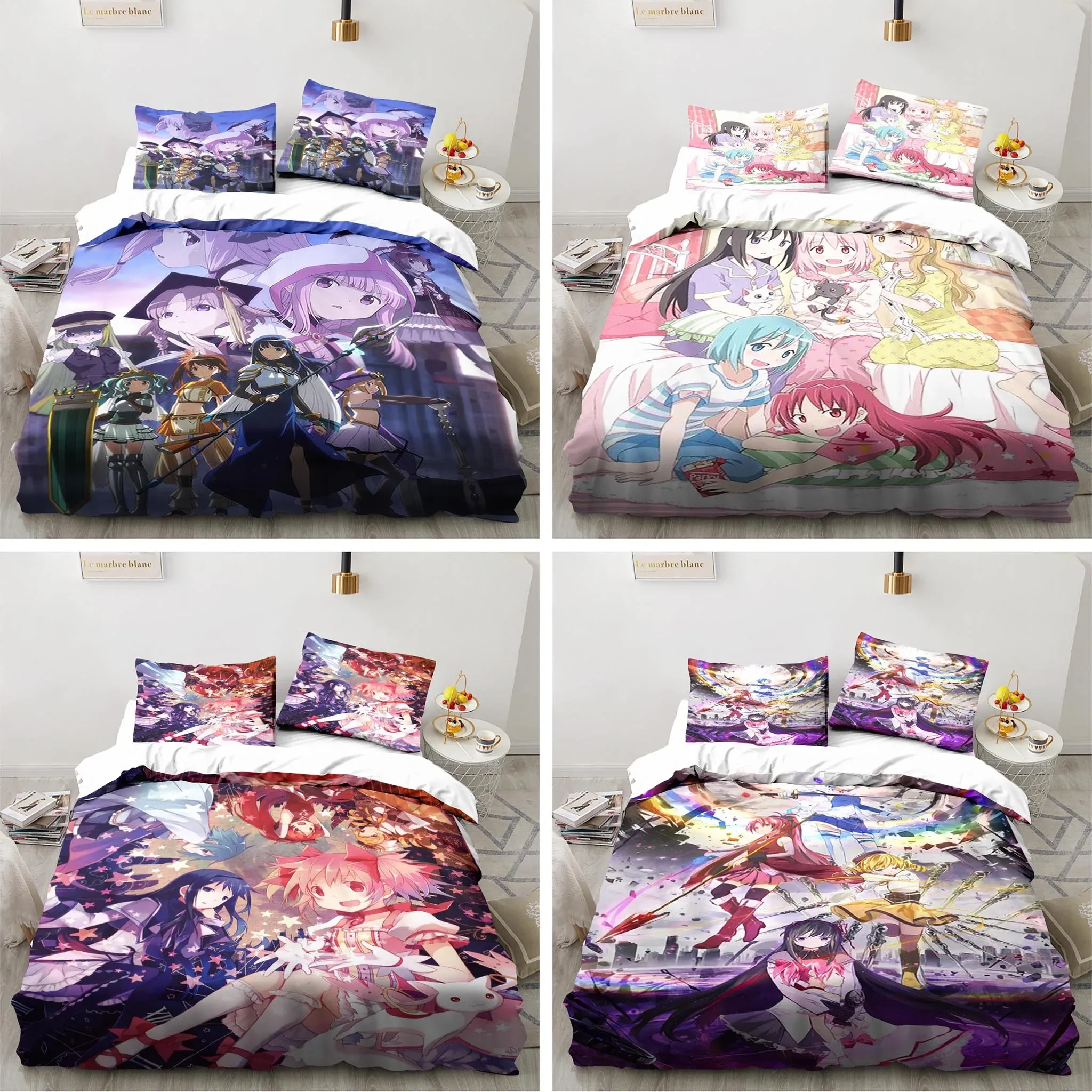 

Cartoon Puella Magi Madoka Magica Bedding Set Sheet King Twin Double Child Bedding Set Mircofiber Polyester Duvet Cover Set