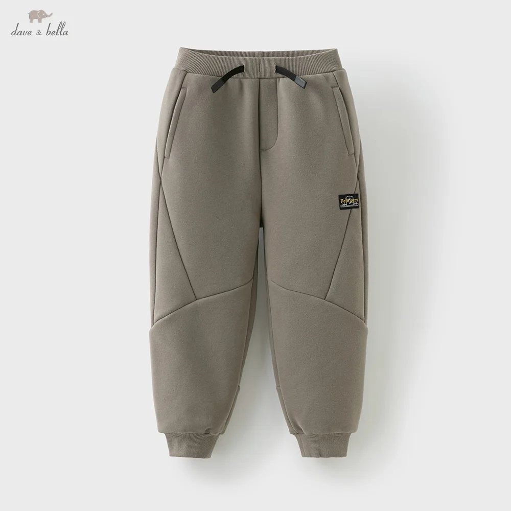 

Dave Bella, детские осенне-зимние бархатные штаны для мальчиков, утепленные повседневные спортивные брюки-карго с эластичной резинкой на талии для бега, черные брюки DK4253801