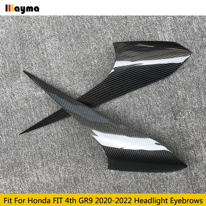 Carbon Fiber Car Headlight Cover Eyebrows For Honda FIT 4th GR9 2020 2021 2022 Front Lamp Decorative Sticker Eyelids 2Pcs