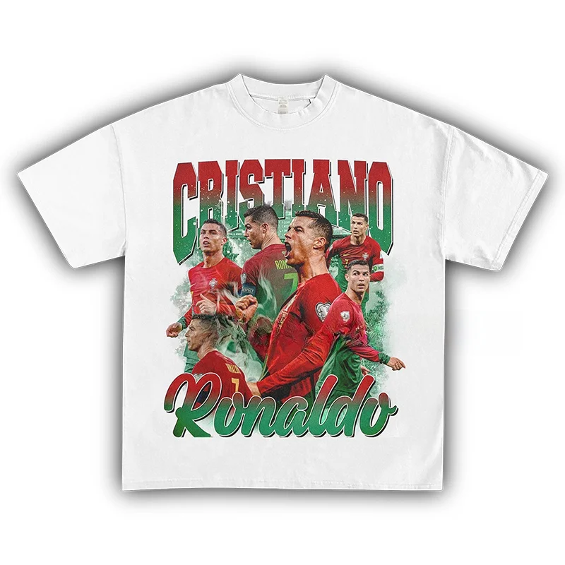 

Футболка Homage Tees в стиле ретро с американским футбольным принтом Роналду, плотная, с коротким рукавом, свободного кроя, молодежная, трендовая, летняя