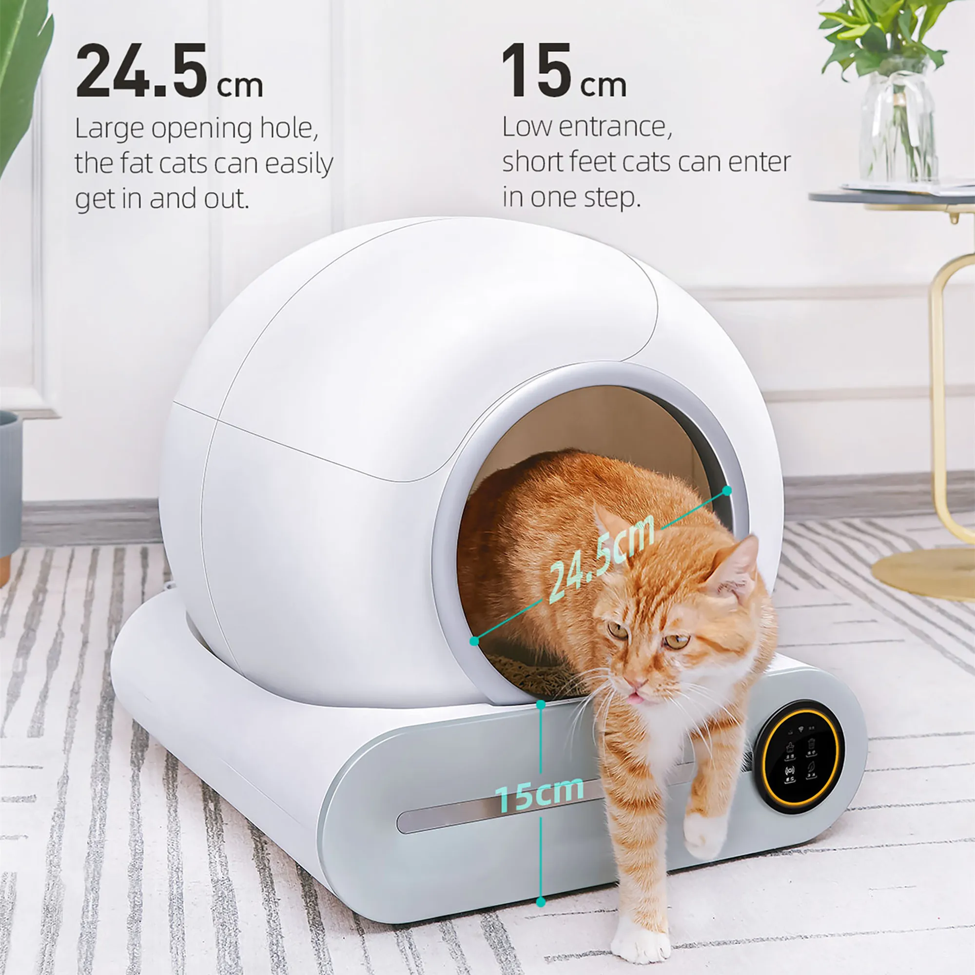 

Self-Cleaning Cat Litter Box, Automatic Scooping and Odor Removal, App Control Support 2.4G WiFi, Smart Automatic Cat Litter Box