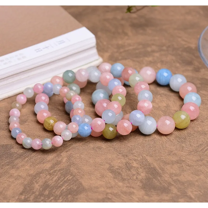 4A With Certificate Natural Morganite Crystal Bracelet Genuine Quartz