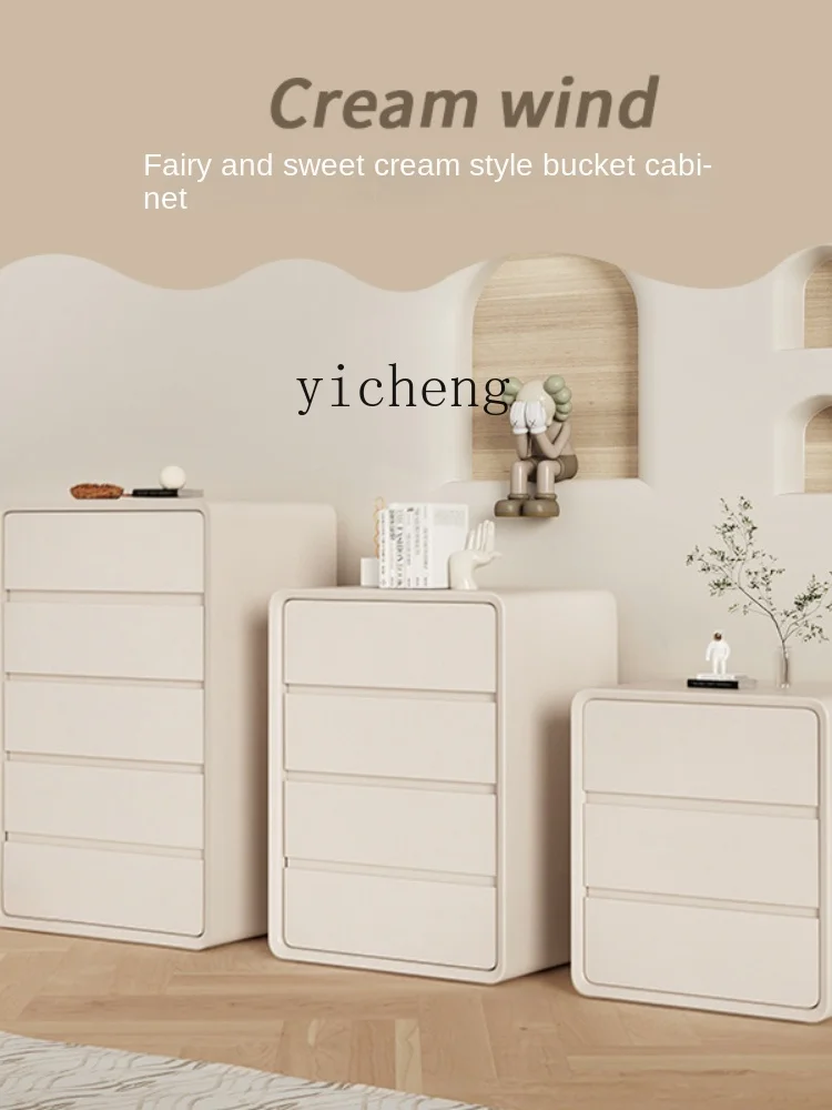 Zc Cream Style Chest of Drawers Simple Modern Solid Wood Storage Cabinet Chest of Drawer