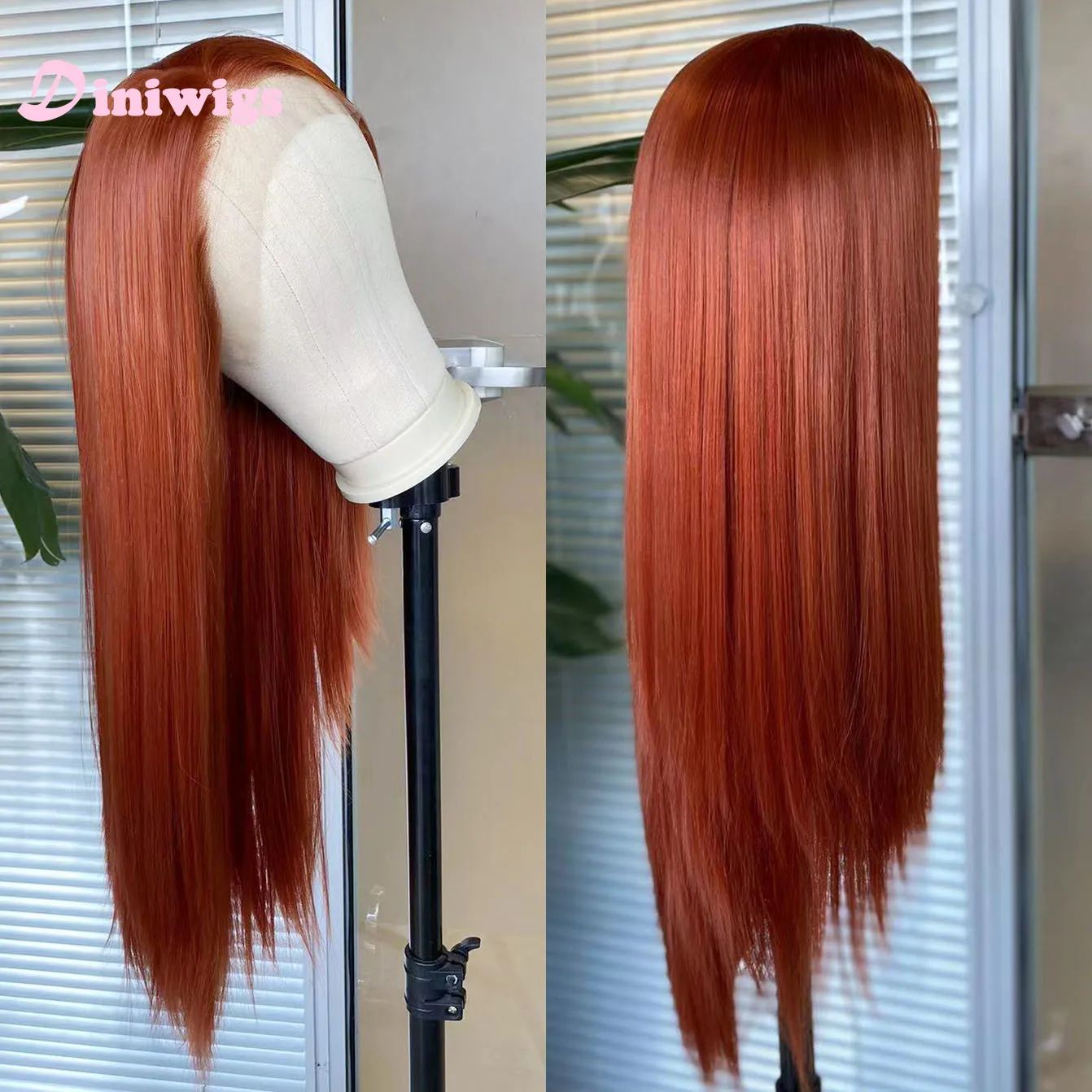 Diniwigs الأبيض الدانتيل شعر مستعار أمامي طويل حريري مستقيم الشعر الاصطناعية غلويليس شعري طبيعي ارتداء اليومي تأثيري الباروكات للنساء #5