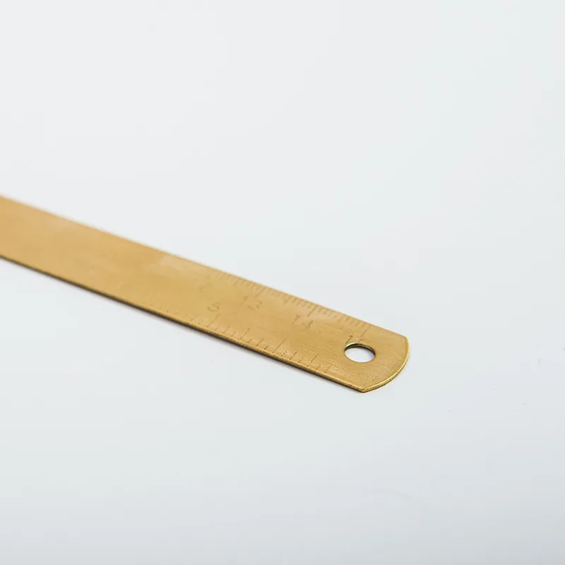 HEYEJET Vintage Brass Straight Ruler For Students Creative Metal Triangle Ruler Protractor Stationery Measuring Tool
