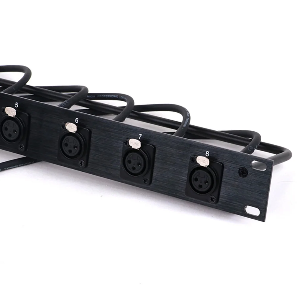 Customized 8-Way 1U Cabinet XLR Audio Jumper Rack,8-Hole Panel 3Pin XLR Female MIC Socket to 3Pin Female XLR Audio Cable