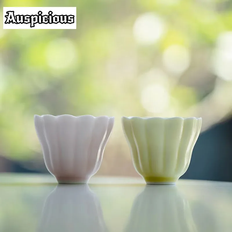 Taza de té de cerámica amarilla de 2 unid/set y 50ml, taza creativa de bergamota, Kung Fu Puer Tea Master Cup, taza pequeña portátil para beber