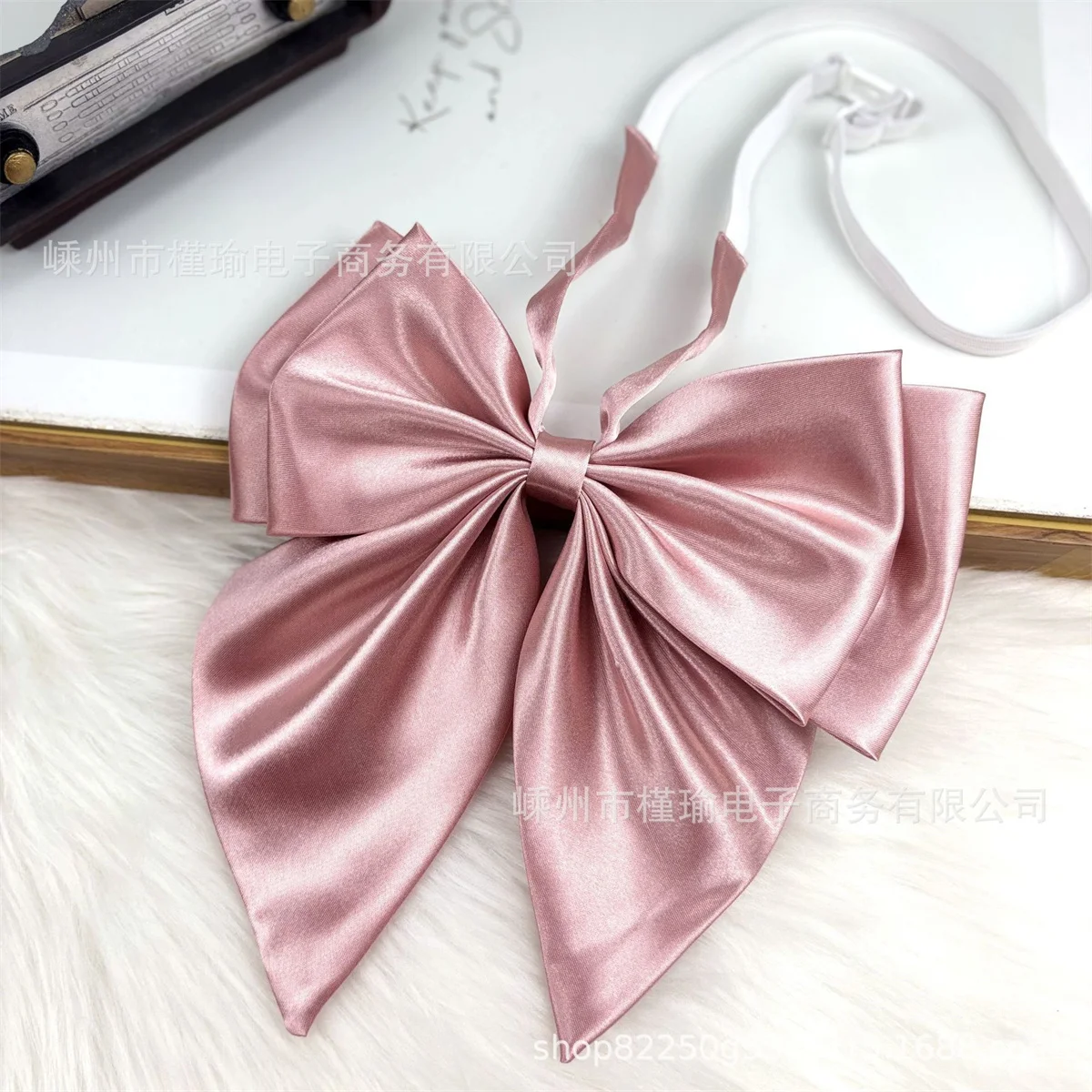 Oversized Double-Layer Bow Tie Scarf Accessory, Mint Pink