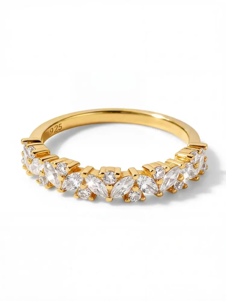 925 Sterling Silber Modischer Funkelnder Ring mit Vollbesatz aus Marquise-Zirkonen für Damen, Verlobung, Hochzeit, Party, Luxus-Schmuck von hoher Qualität – Detail 6