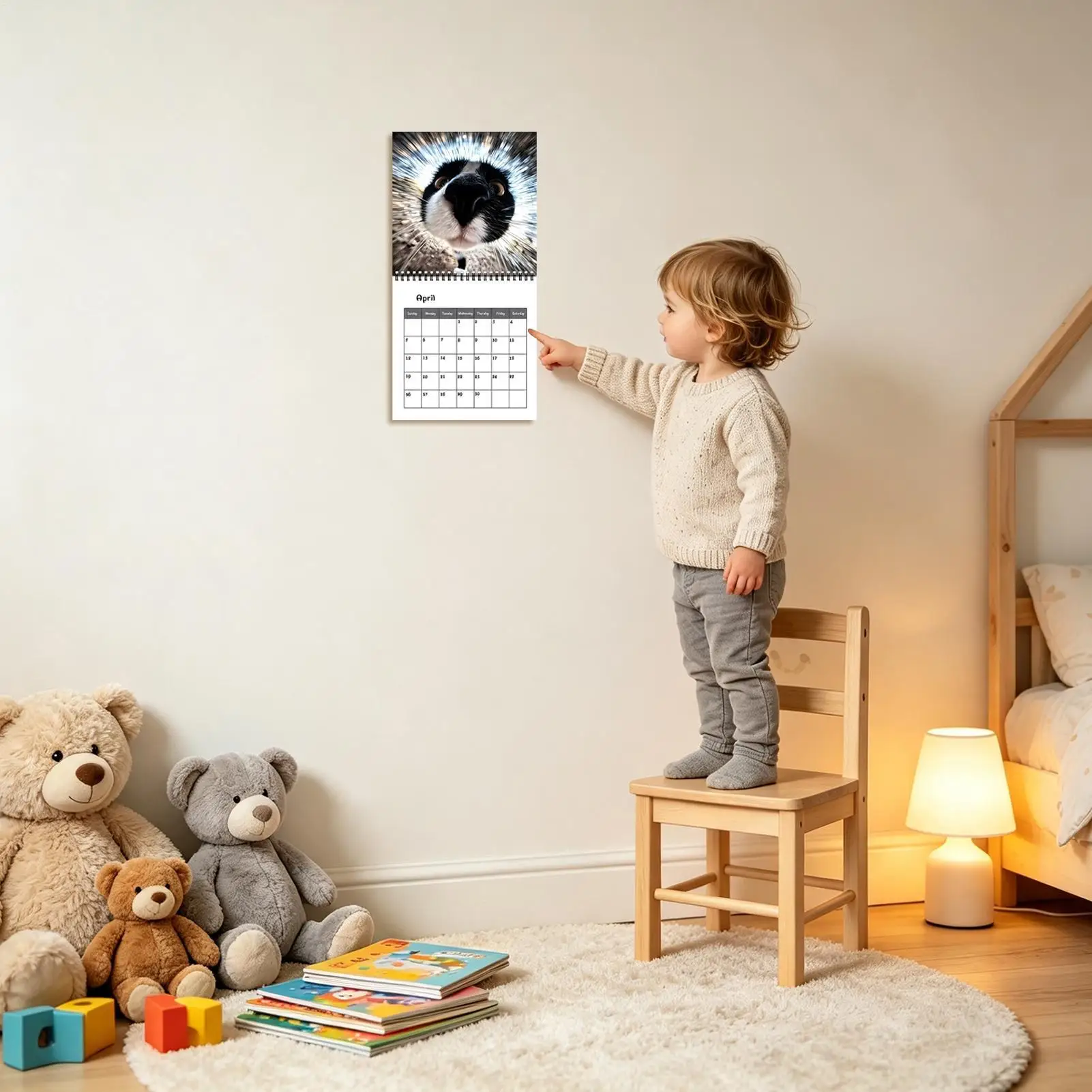 Cat Calendar 2027 Jan Dec 2027 Selfie Cat Wall Planner 12-Month Kitten Calendar For Home Apartment Living Room Entryway Study