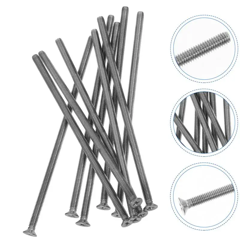 10pcs Long Outlet Screws Wall Plate Screws Stainless Electrical Screws Flat Extra Long Screw Switch Panel Screw 11/15cm