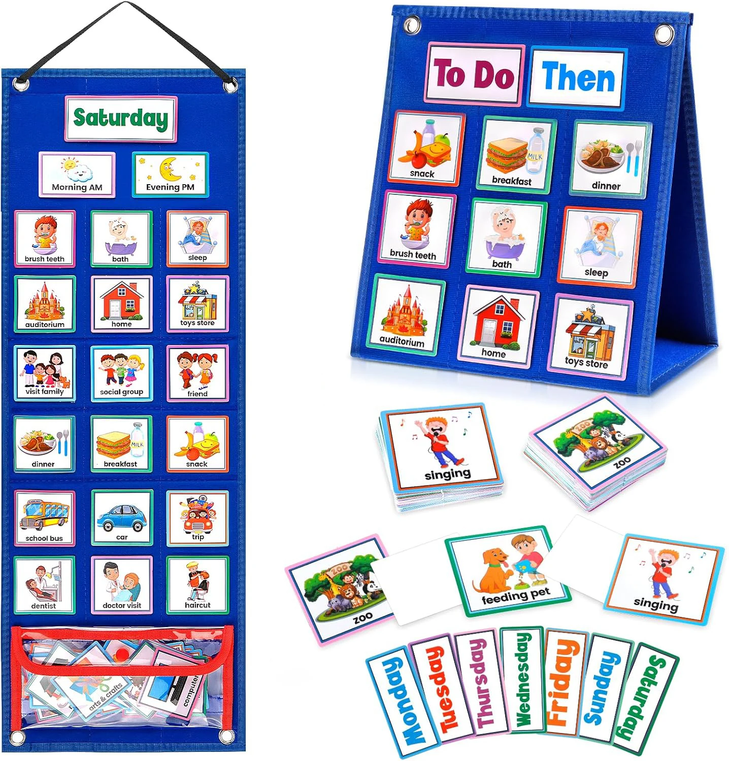 Kids Visual Schedule Calendar Chart 2 in 1 Autism Daily Chore Routine Chart Schedule Plan Learning Board Game For Toddler Gift